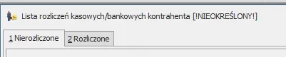 Lista rozliczeń kasowych i bankowych kontrahenta w Comarch ERP Optima