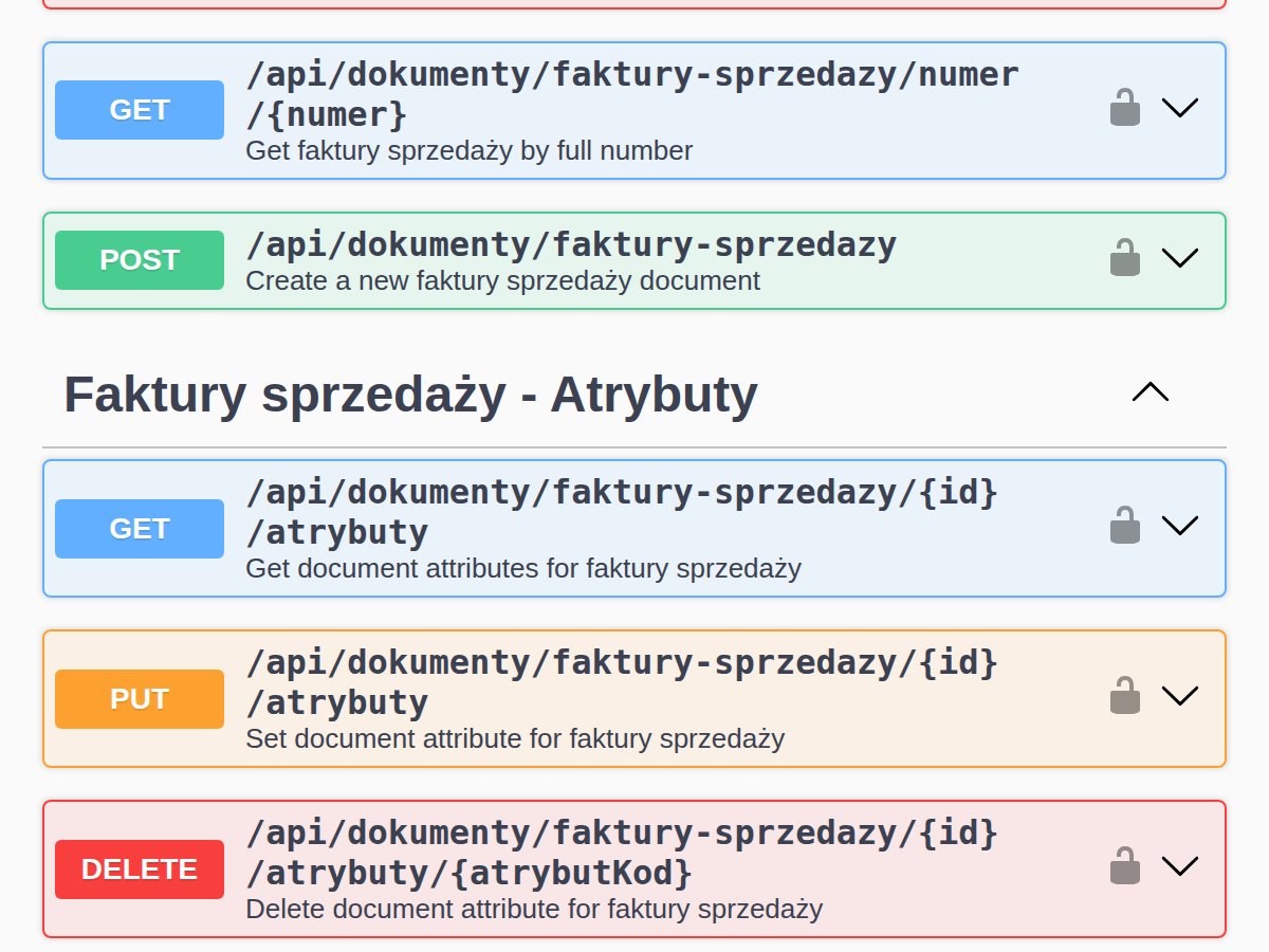 POST /api/dokumenty/faktury-sprzedazy w Swagger UI Optima API
